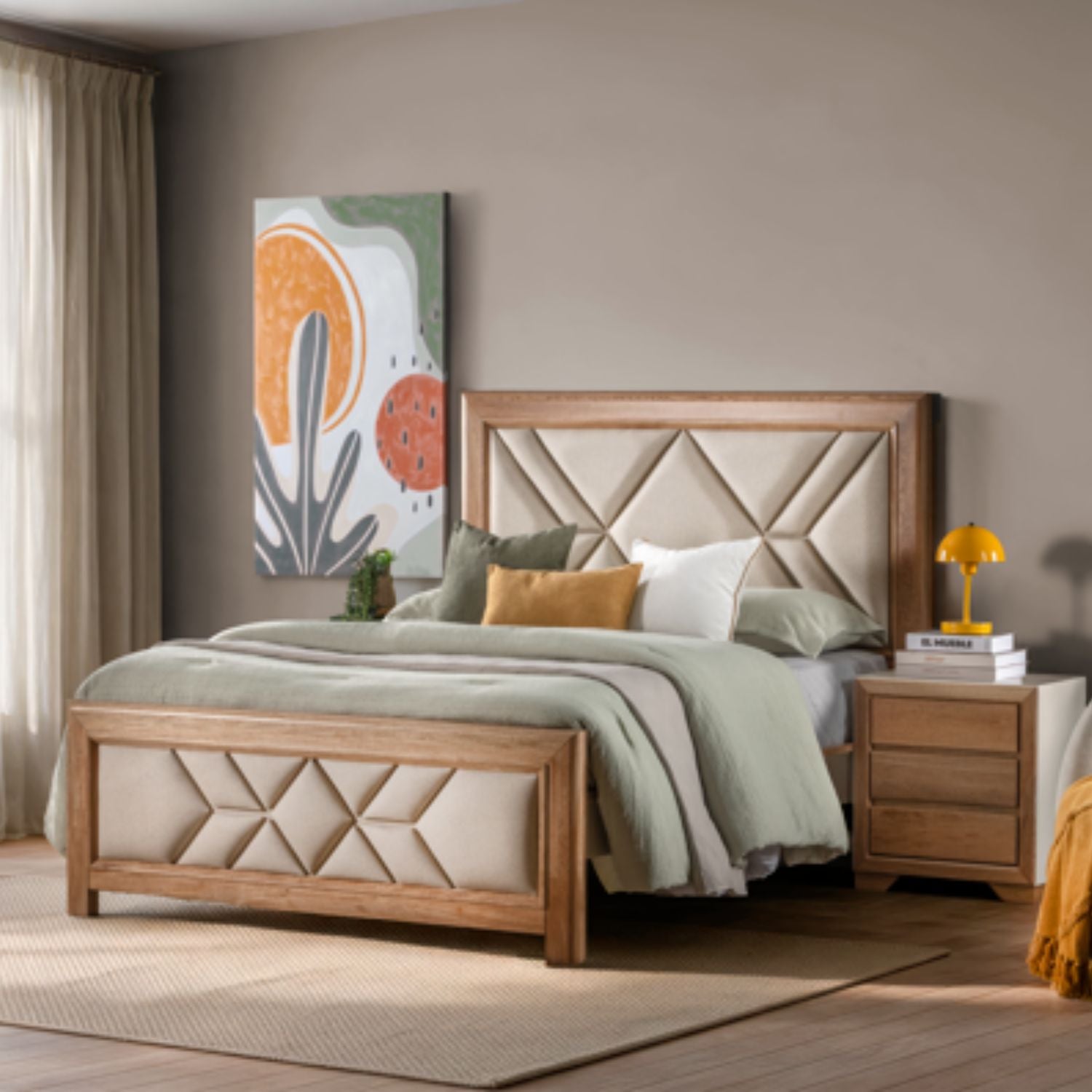 Cama Queen Marriot Eurolino Beige, Natural