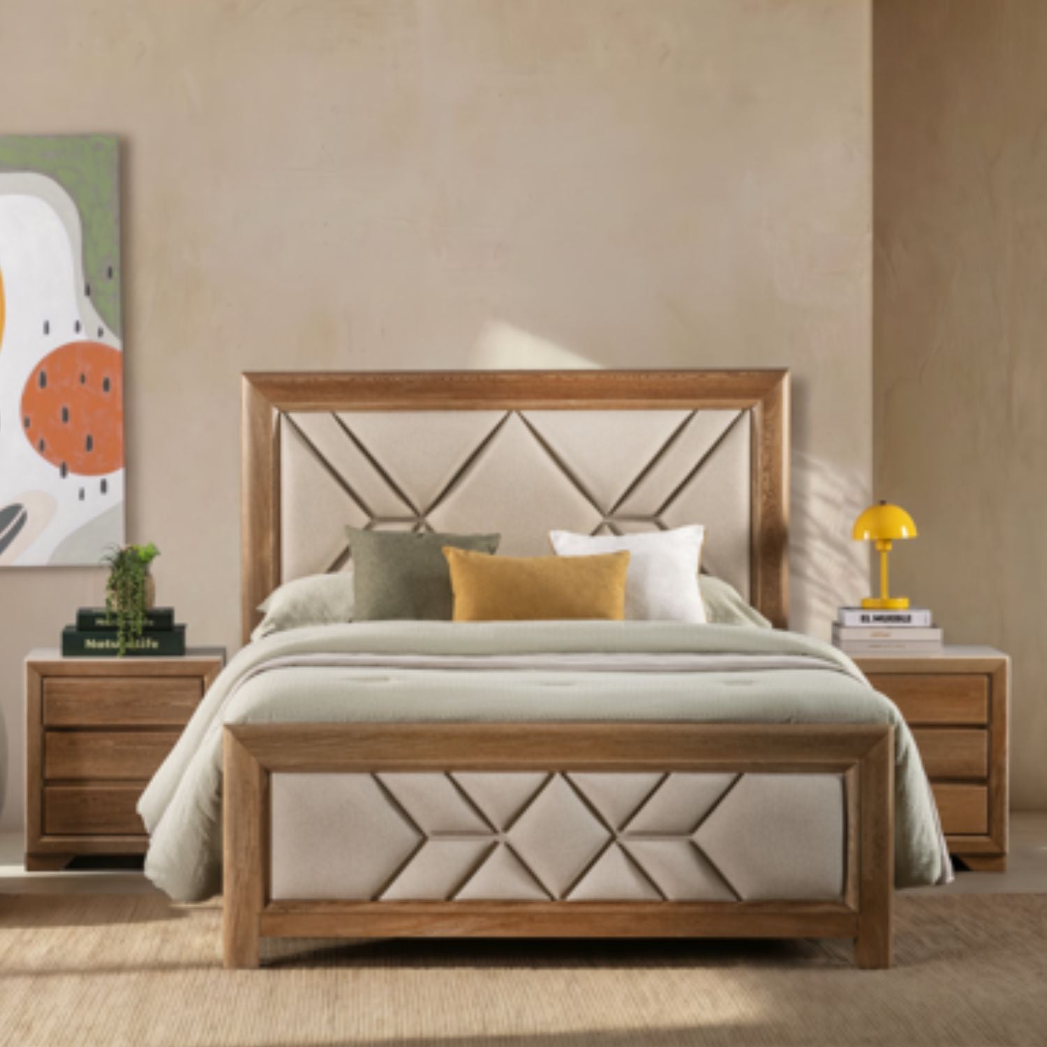 Cama Queen Marriot Eurolino Beige, Natural
