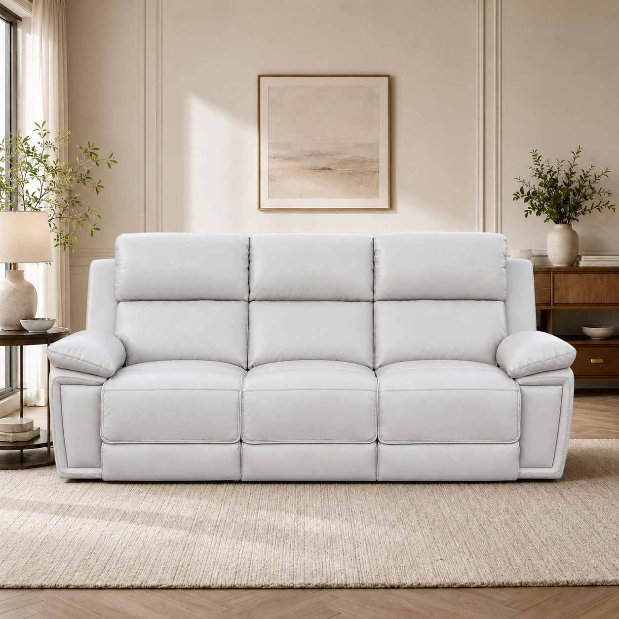 Sofa Reclinable 3 Ptos Arrezo Beige