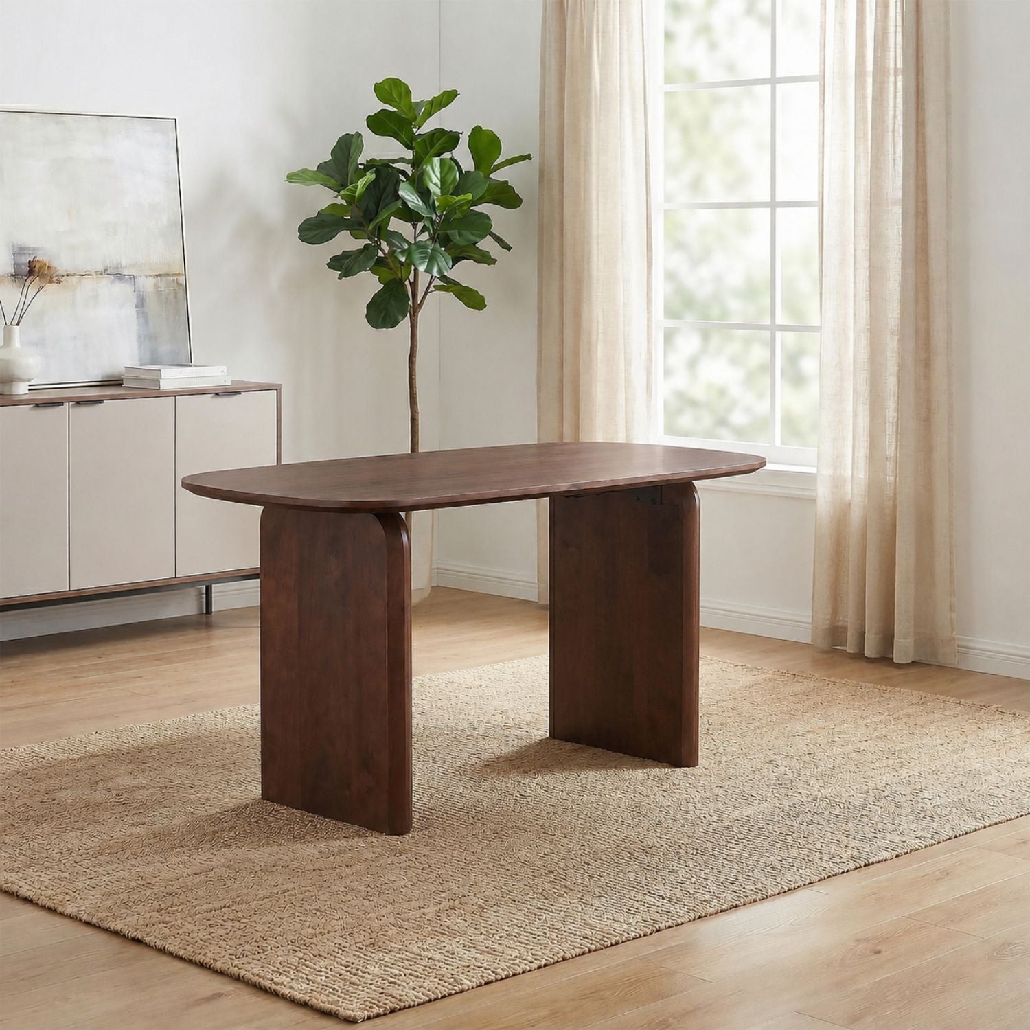 Mesa Comedor 4 Puestos Emma Natural Oscuro