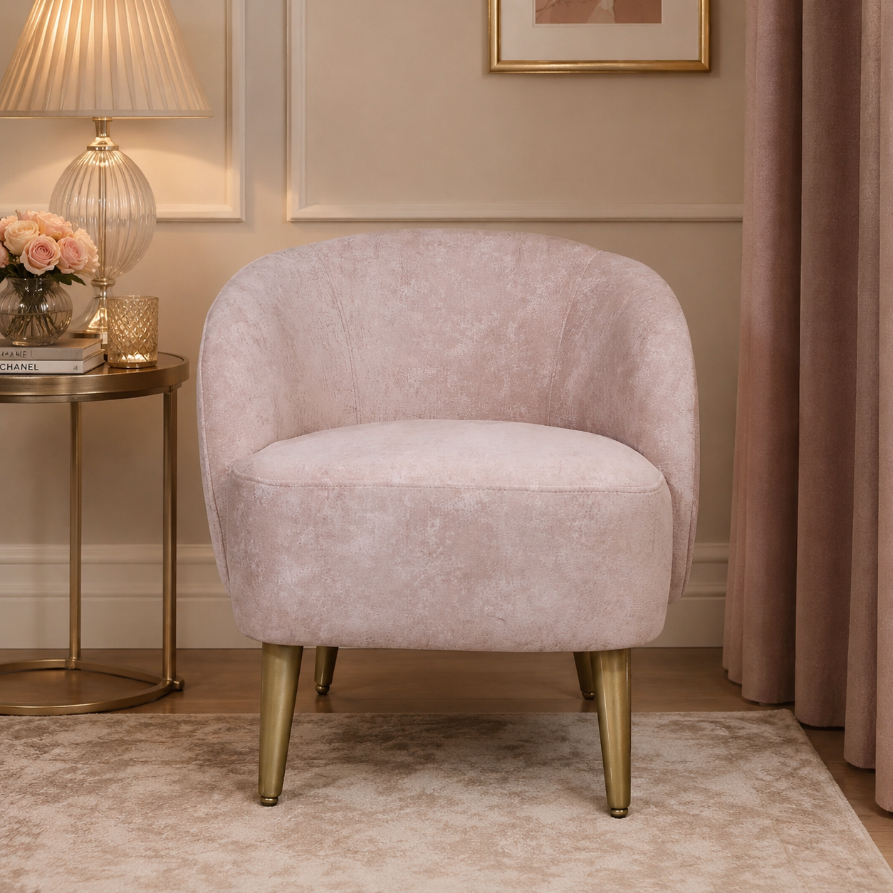 Butaca Colin Velvet Prisma Rosa, Champaña