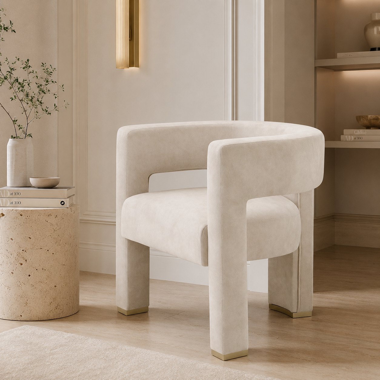 Butaca Sevilla Velvet Zarem Ivory, Champaña