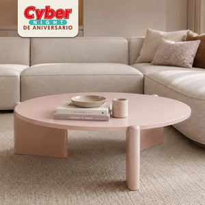 Mesa De Centro Oklam Redonda 90 Redonda Rosa