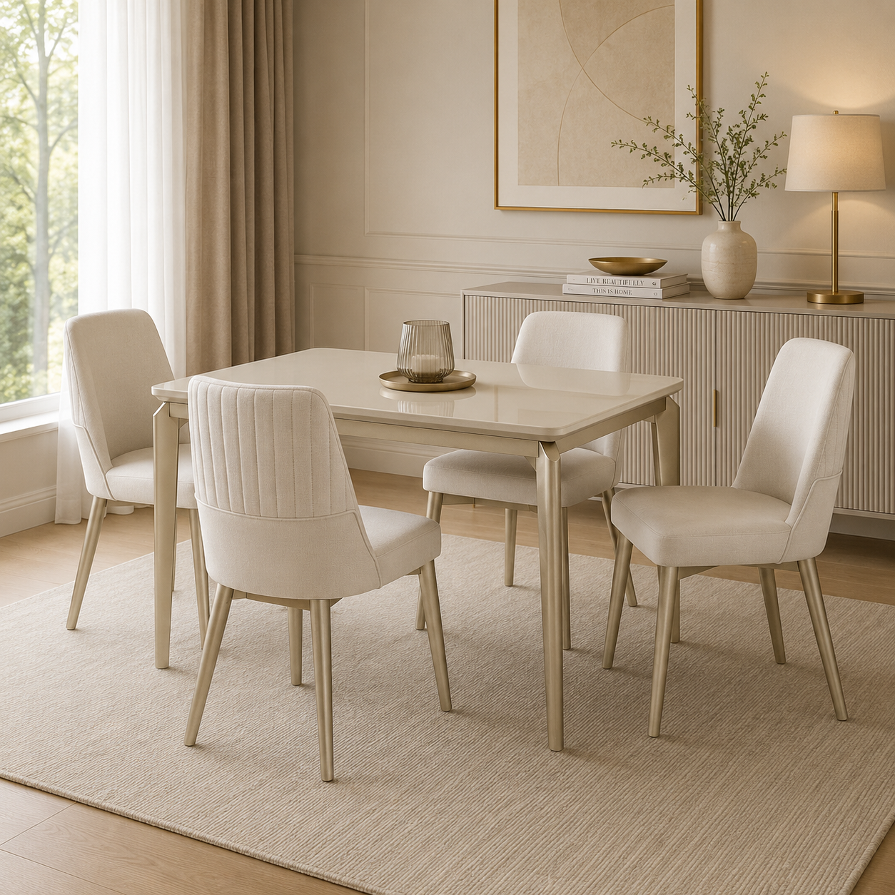Comedor 4 Puestos Bonn Eurolino Premier Perla, Champaña