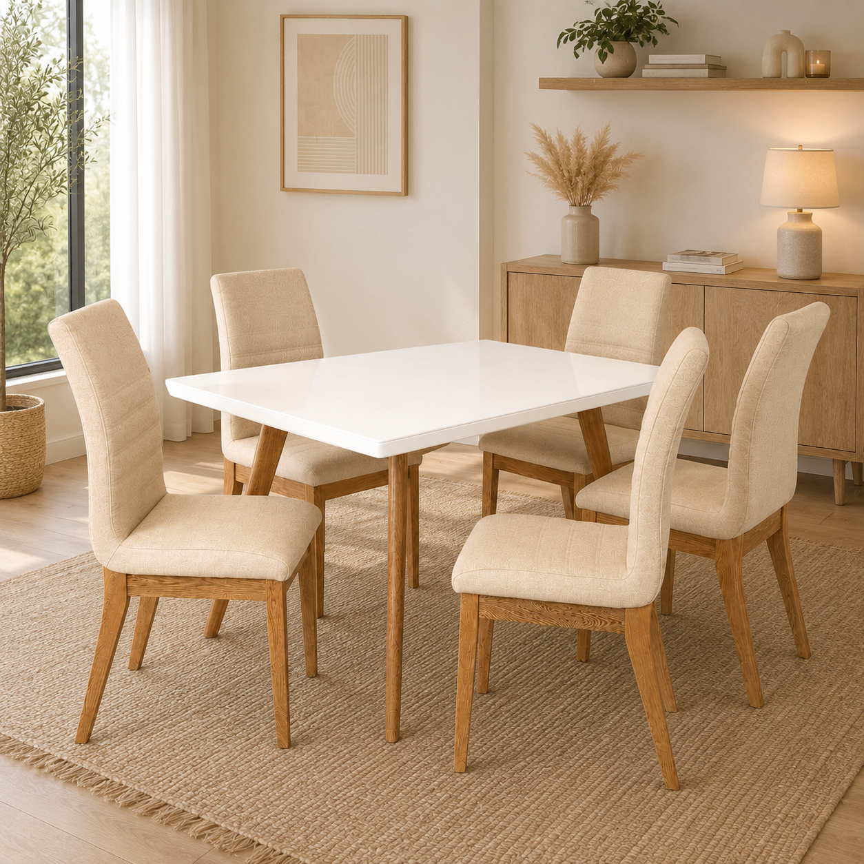 Comedor 6 Puestos Bruno Eurolino Bali Beige