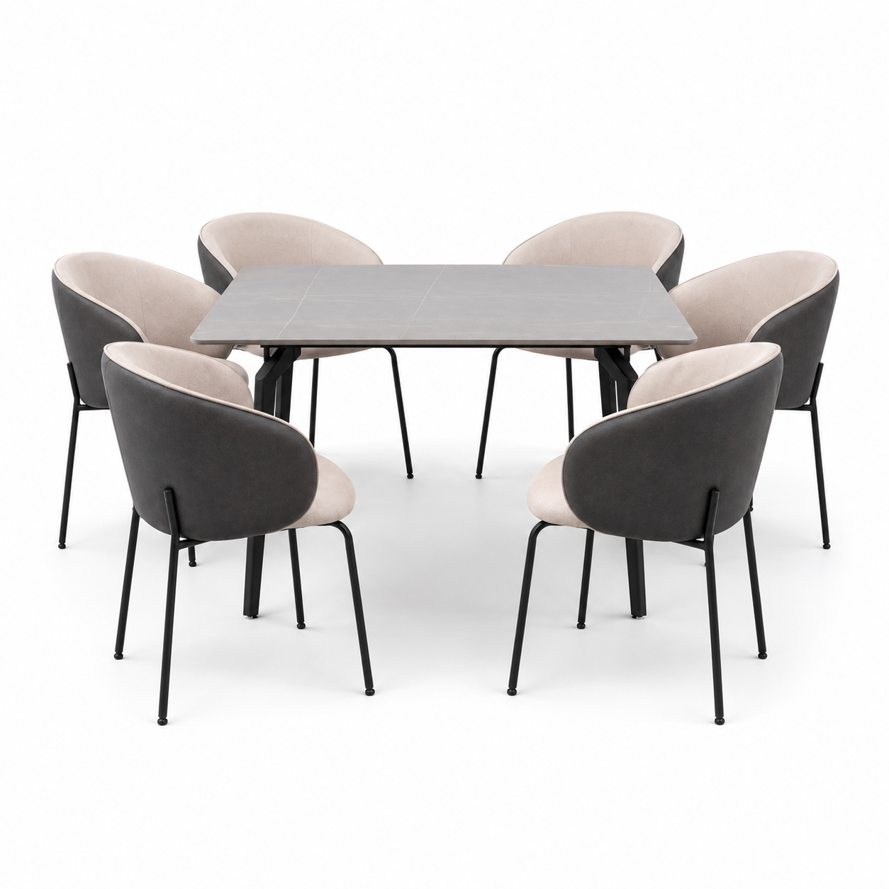 Comedor 6 Puestos Plus Velvet Plata, Gris Plomo