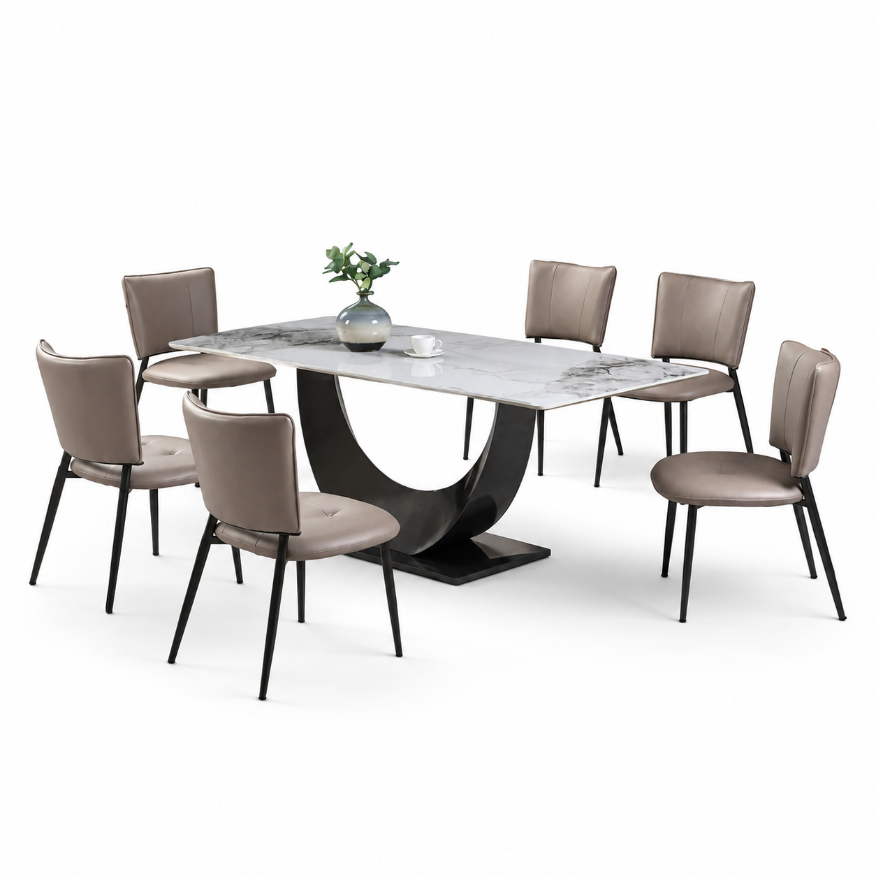 Comedor 6 Puestos Tribo Cuero Beige