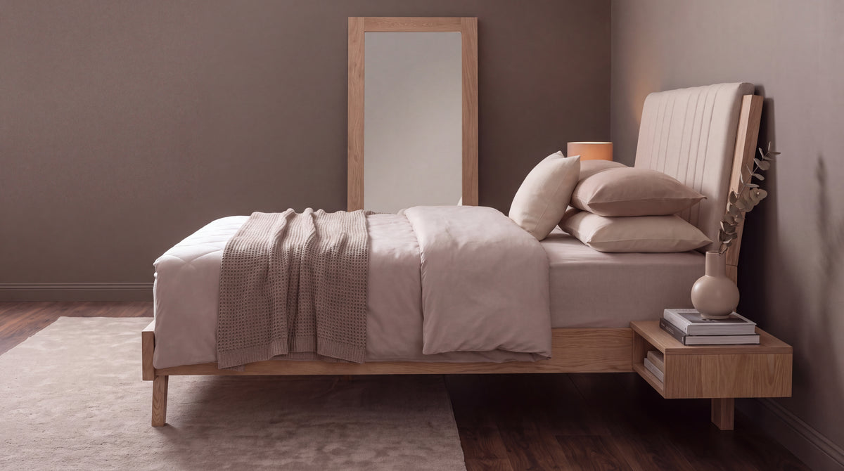 Combo Recámara Full Piero Eurolino Marfil, Natural + Colchón Golden Pedic