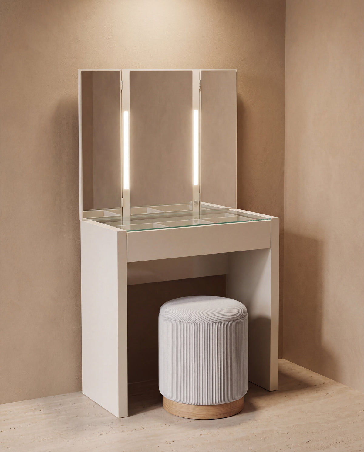 Combo Tocador Artica + Puff Gaby Beige
