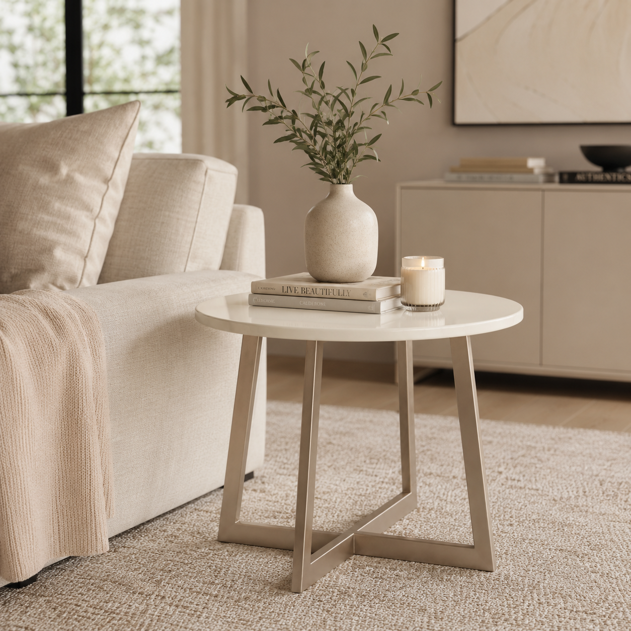 Mesa De Centro Jansen Champaña, Taupe Brillante