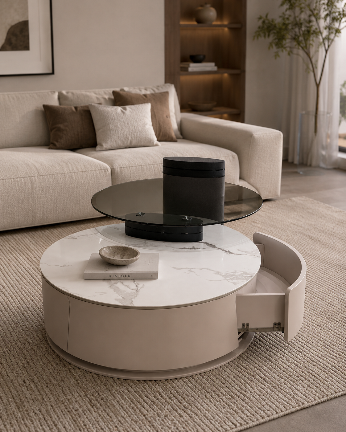 Mesa De Centro Niki Marmolizada Blanca