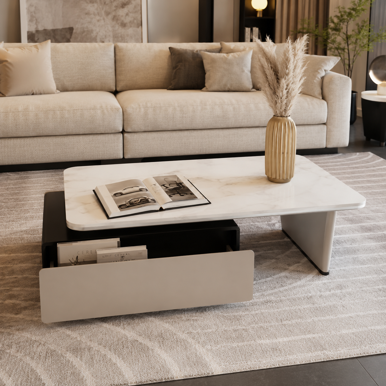 Mesa De Centro Olimpo Marmolizada Blanca