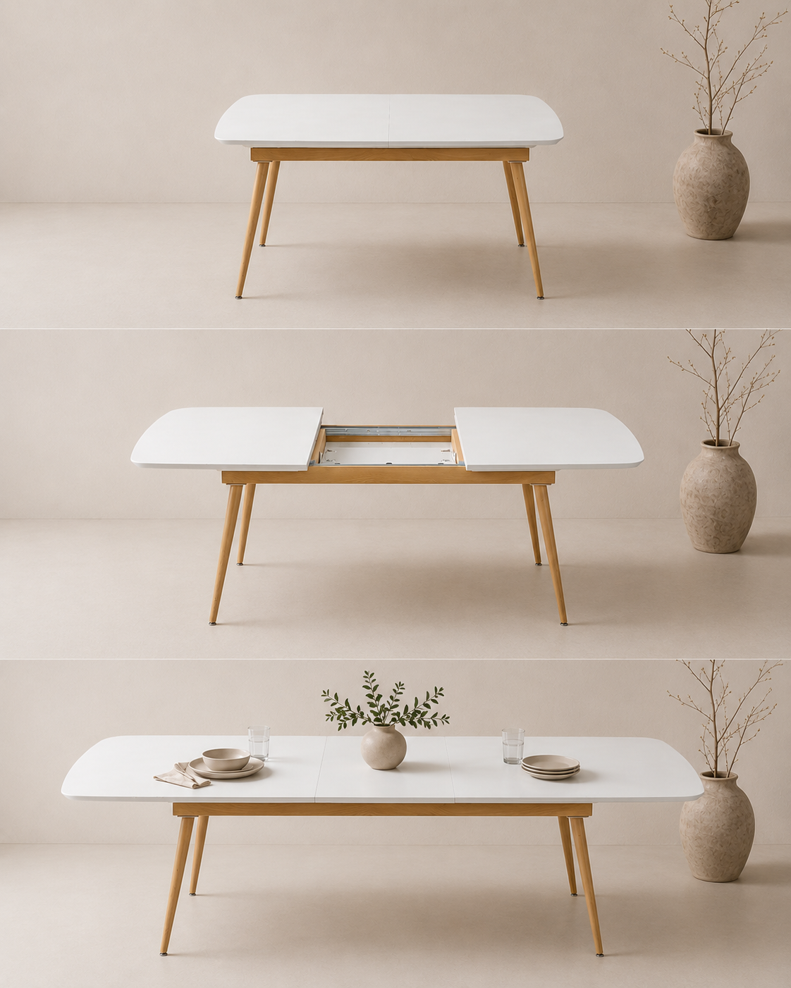 Mesa Comedor 8 Puestos Utah Blanca Extensible