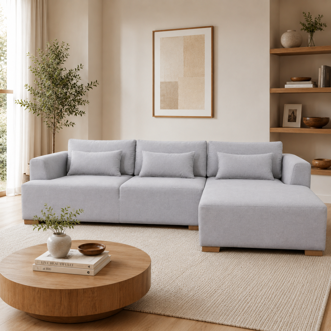 Sala Rinconera Miller Stone Gris Lado Derecho
