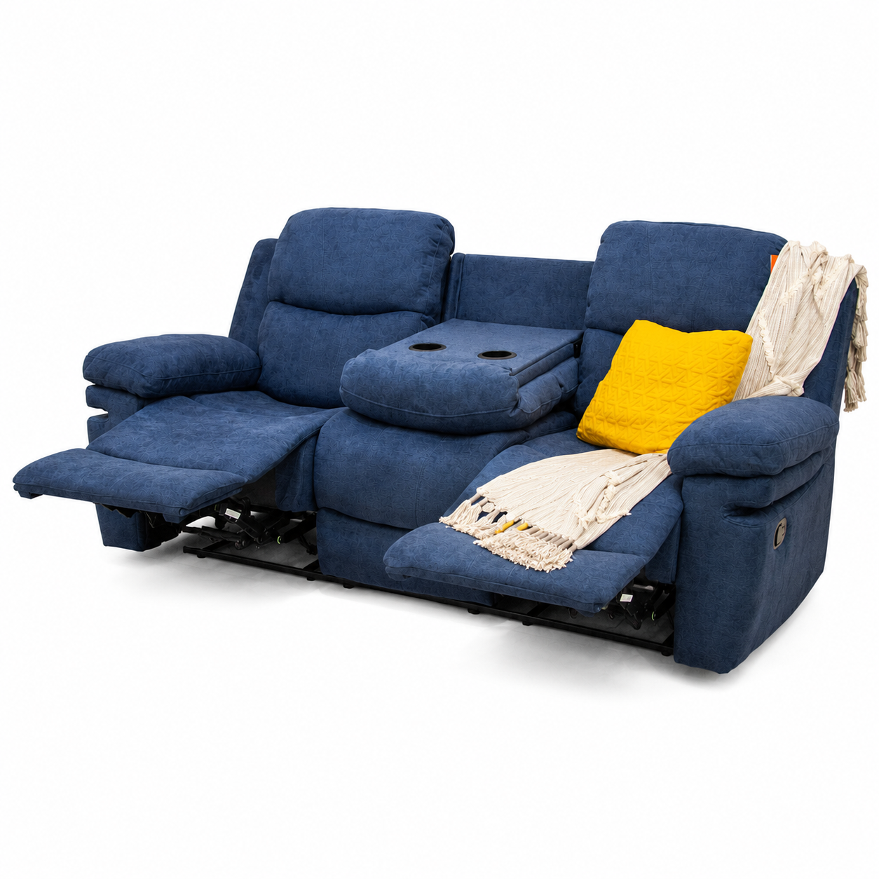 Sofá Reclinable 3 Puestos Nordis Microfibra Azul