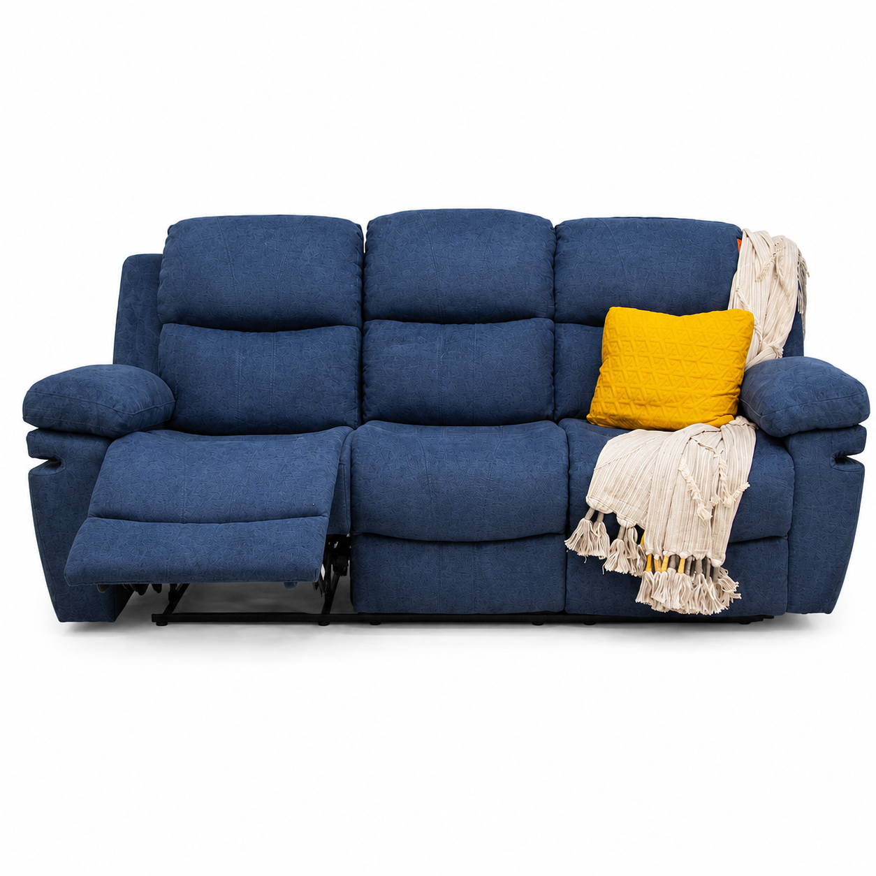 Sofá Reclinable 3 Puestos Nordis Microfibra Azul