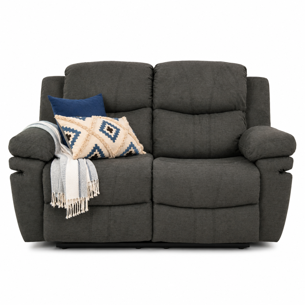 Sofa Reclinable 2 Puestos Nordis Microfibra Gris Plomo