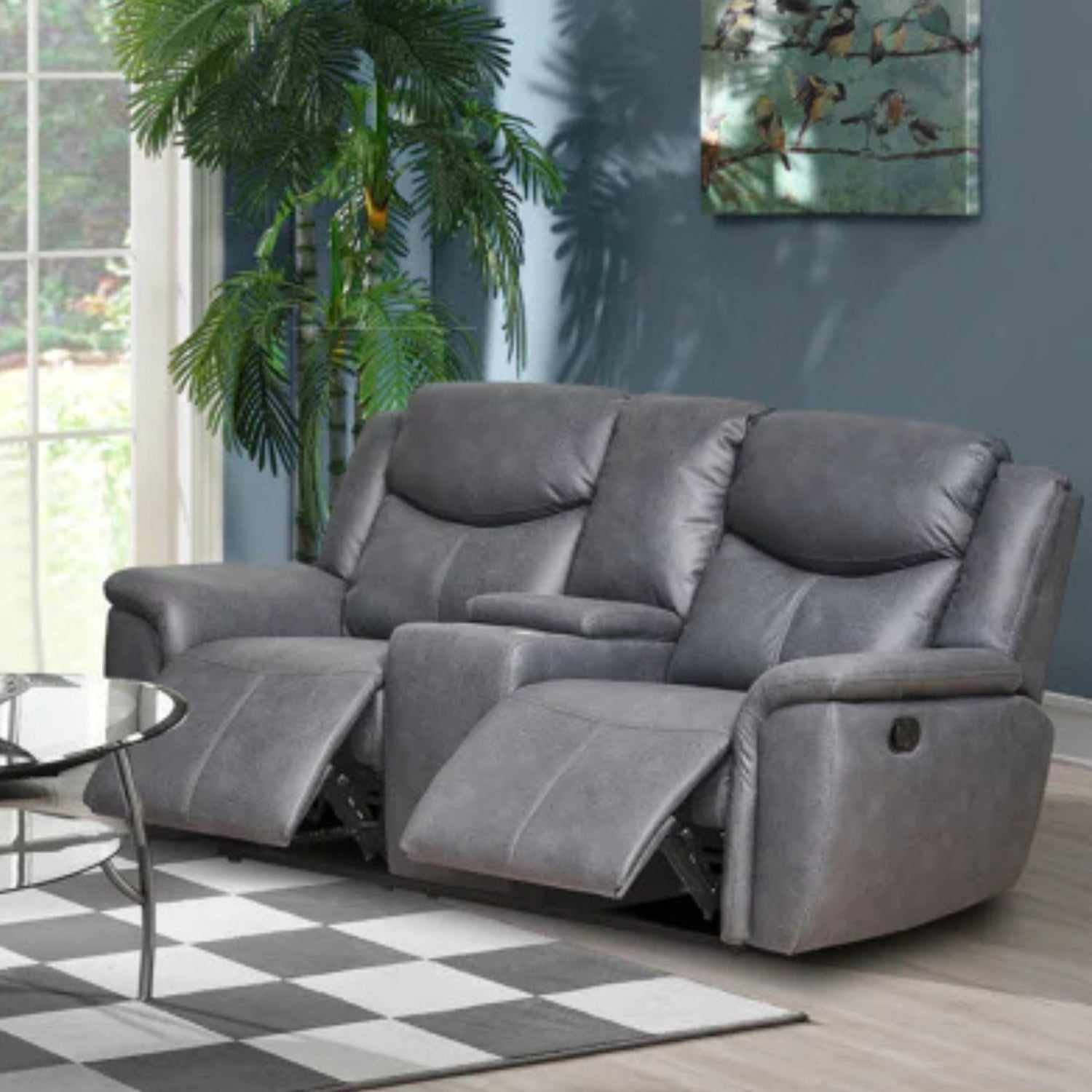 Sofá Reclinable 2 Puestos Saba Tex Gris