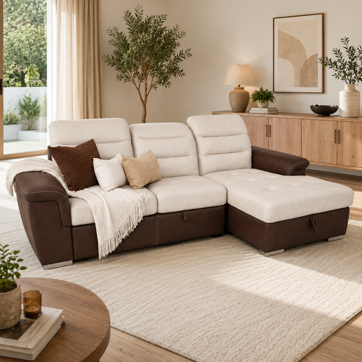 Sala Cama Moscu Taupe, Chocolate Orientación Derecha