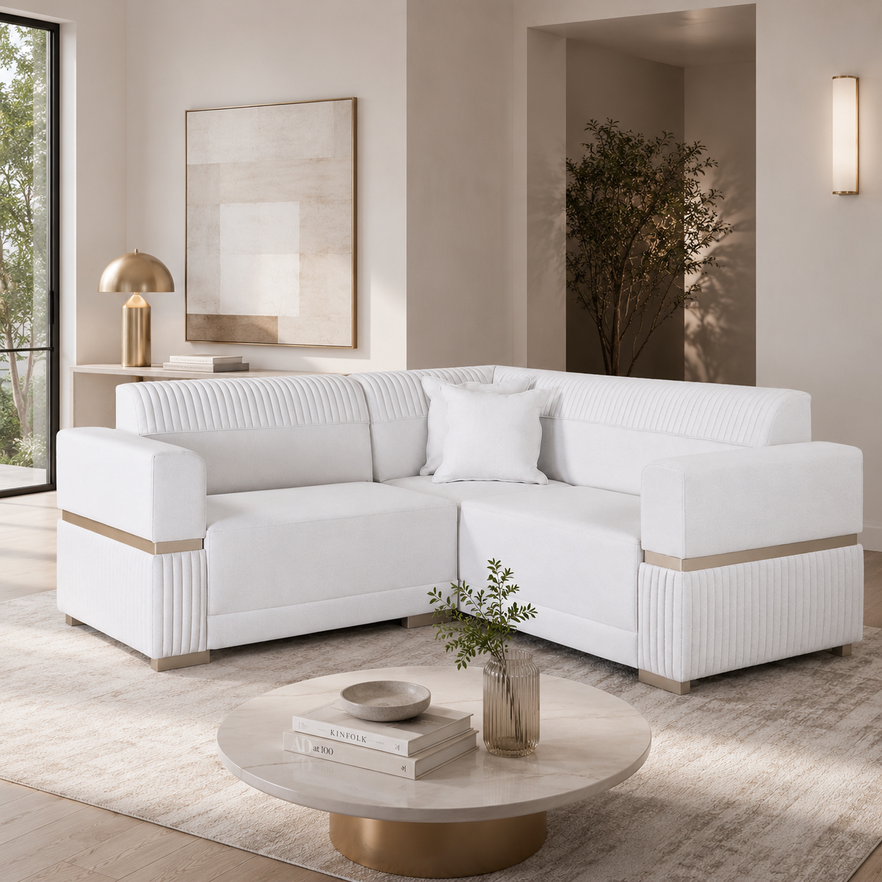 Sala Rinconera Dhara Eurolino Blanco Puro, Champaña