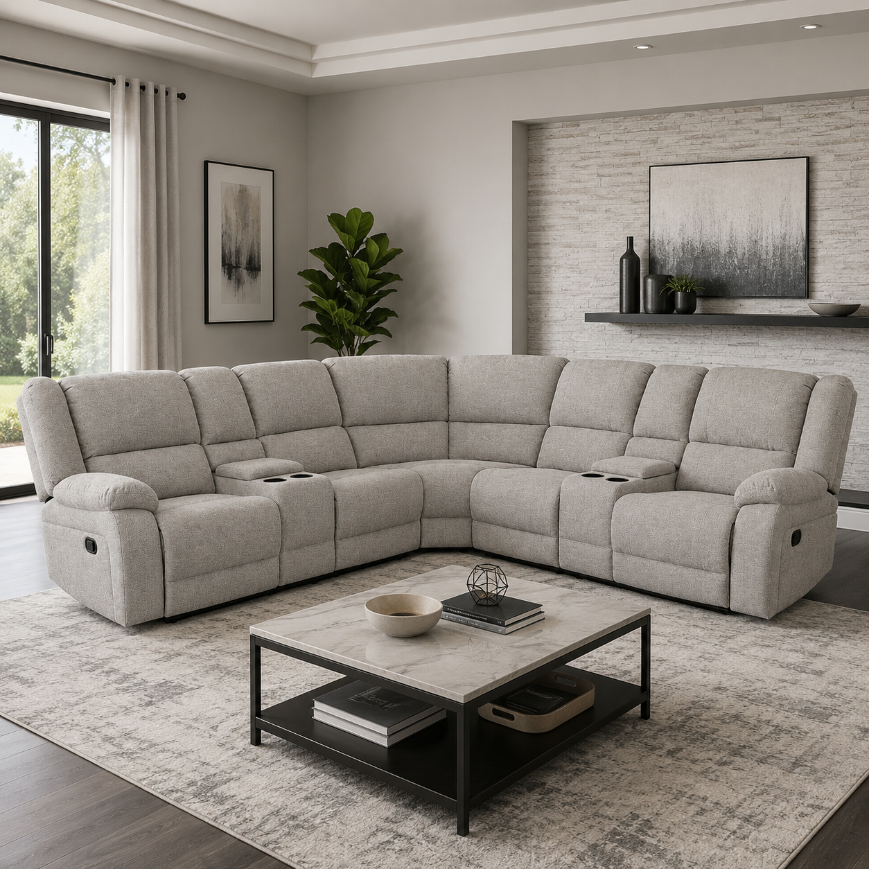 Sala Rinconera Reclinable Morgan Microfibra Taupe