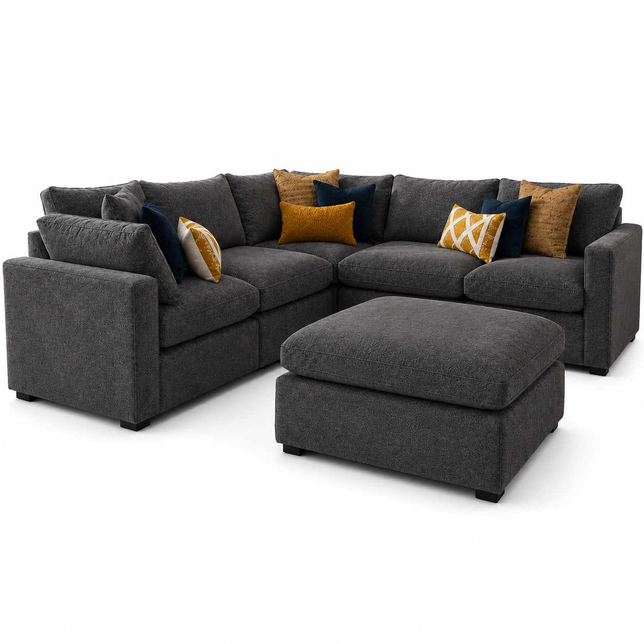 Sala en L Romby Lino Gris