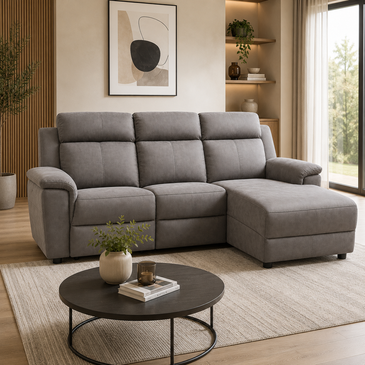 Sala Rinconera Eco Microfibra Gris