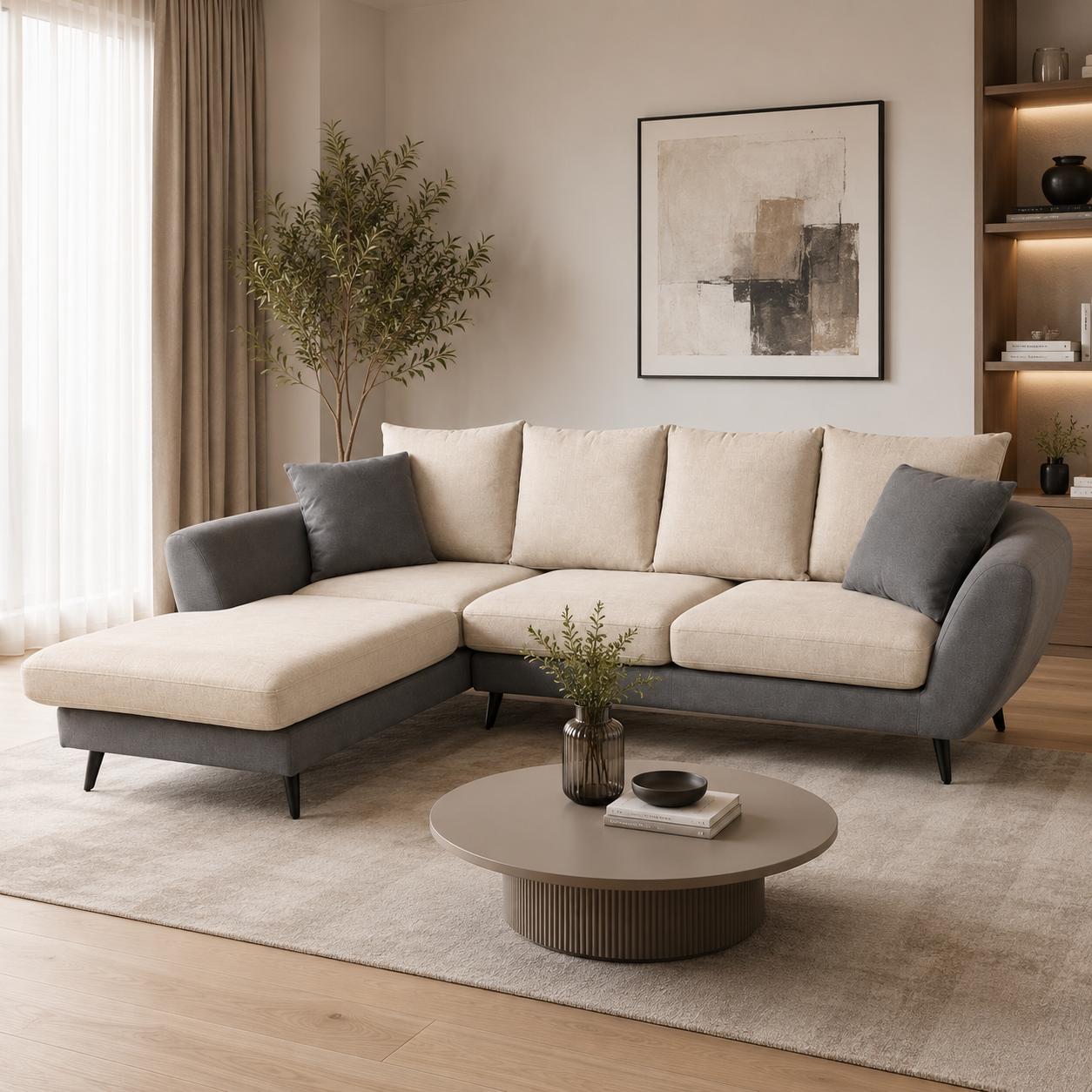 Sala Rinconera Soft Beige, Gris