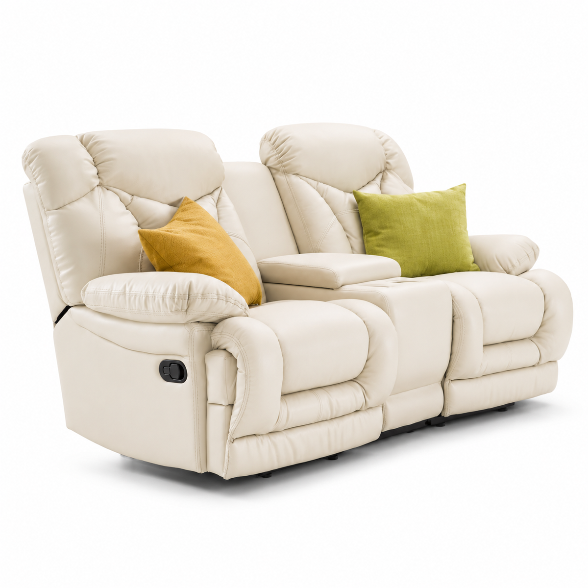 Sofá Reclinable 2 Ptos Lake Eurocuero Light Beige