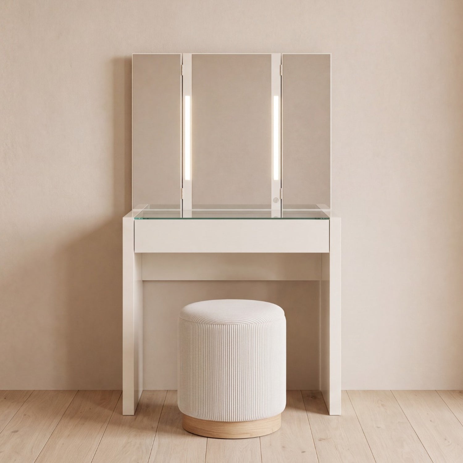 Combo Tocador Artica + Puff Gaby Beige