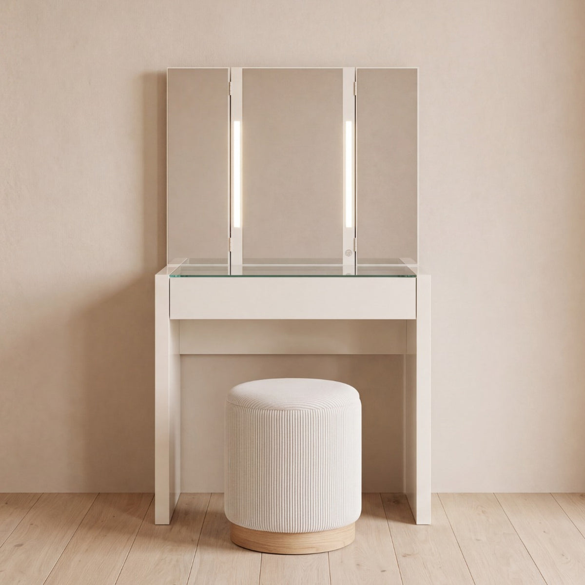 Combo Tocador Artica + Puff Gaby Beige