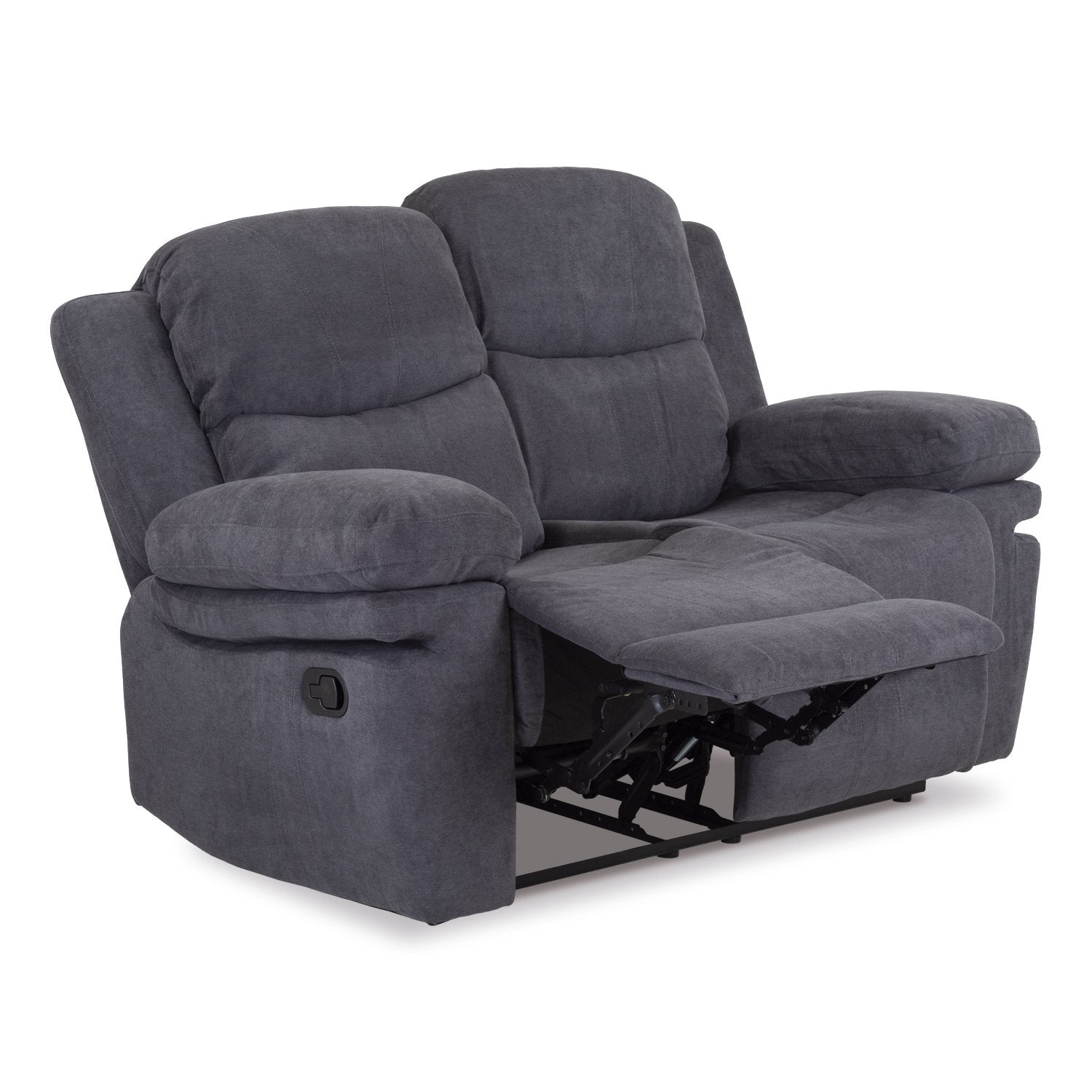 Sofa Reclinable 2 Puestos Nordis Microfibra Gris Plomo