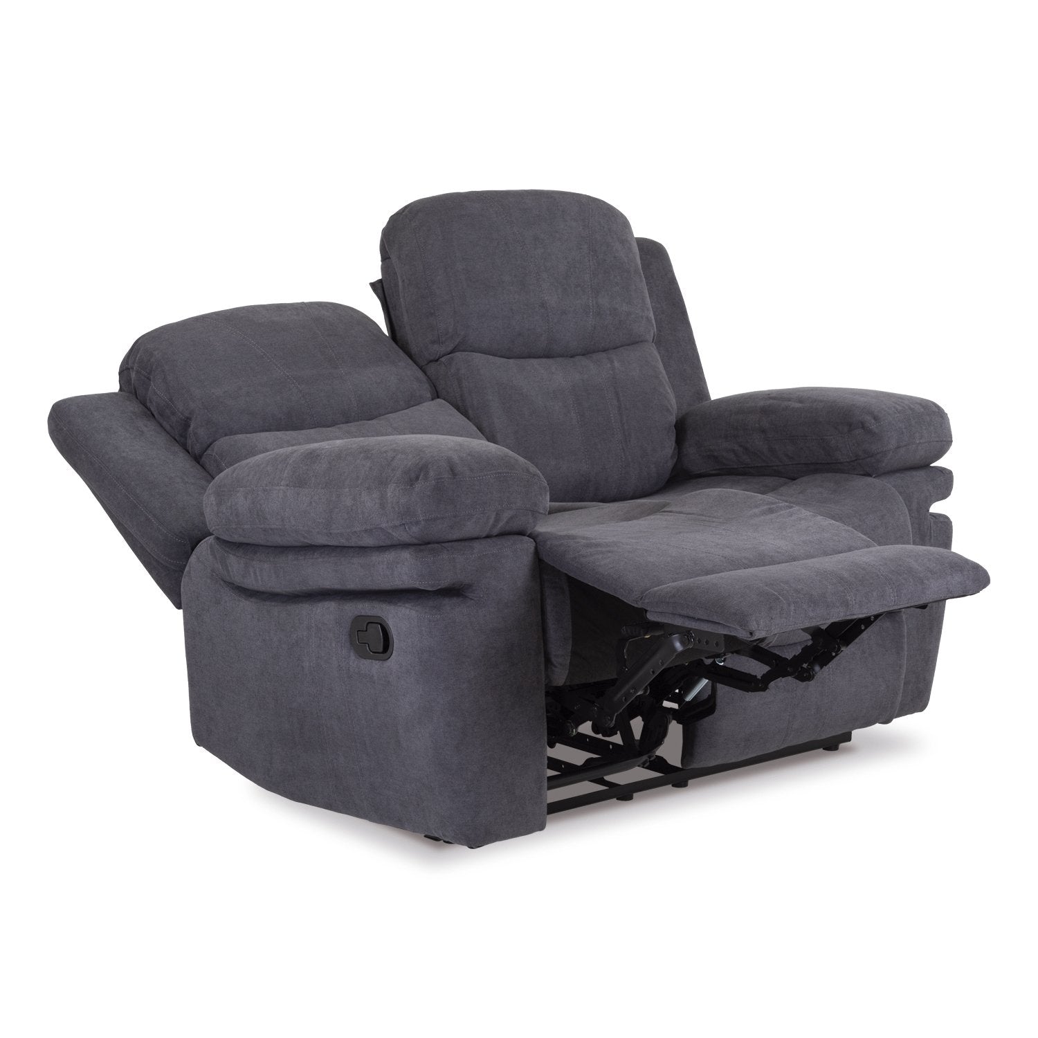Sofa Reclinable 2 Puestos Nordis Microfibra Gris Plomo