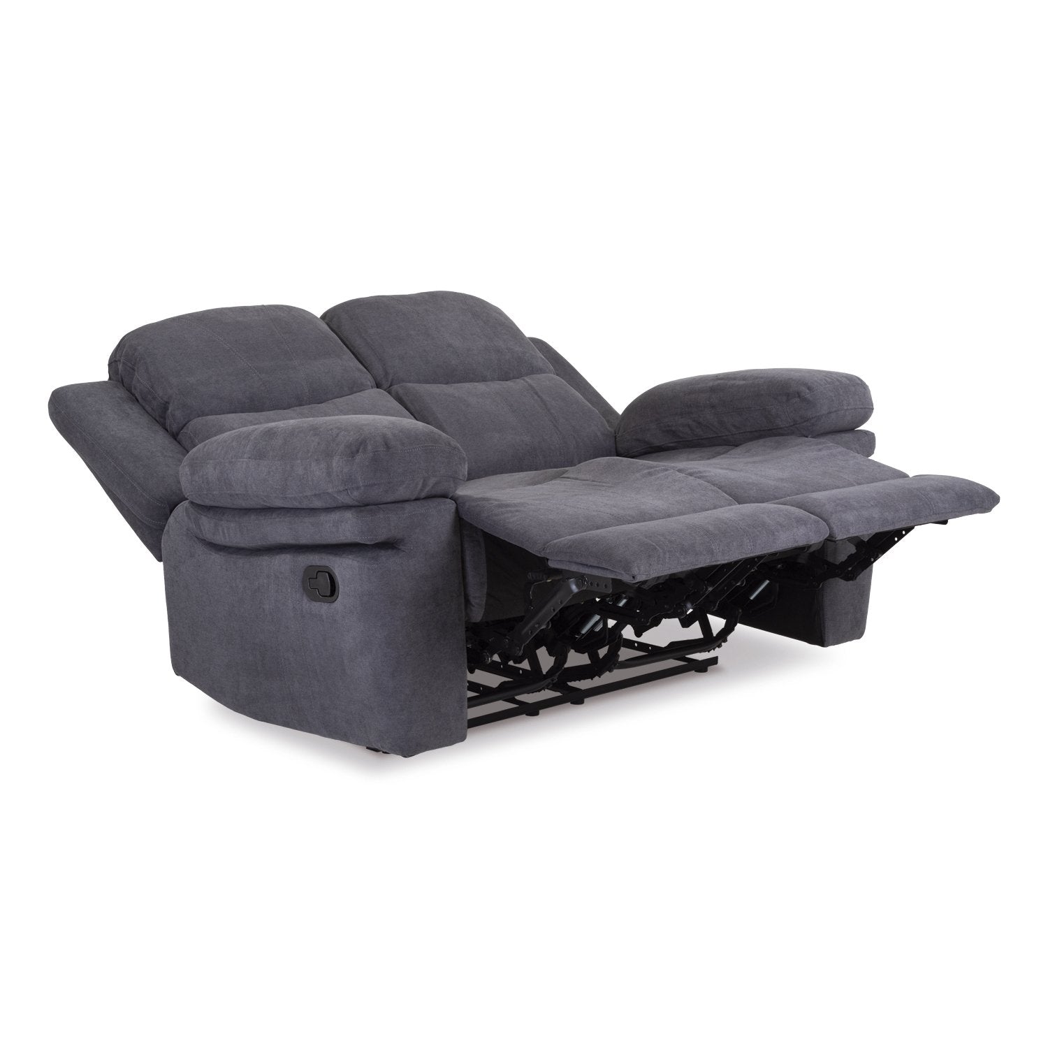 Sofa Reclinable 2 Puestos Nordis Microfibra Gris Plomo