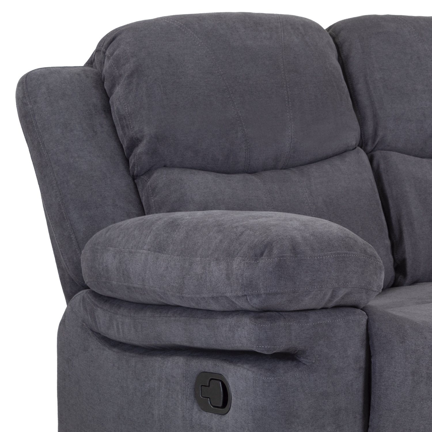Sofa Reclinable 2 Puestos Nordis Microfibra Gris Plomo