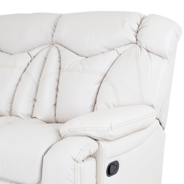 Sofá Reclinable 2 Ptos Lake Eurocuero Light Beige