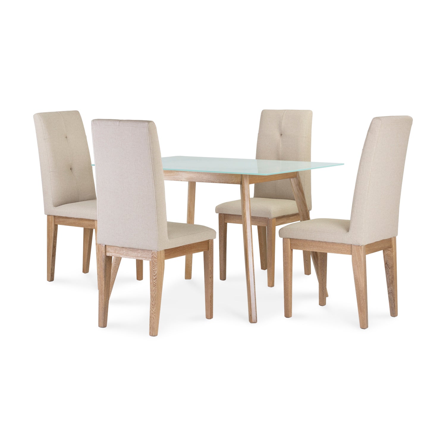 Comedor 4 Ptos Amber Eurolino Marfil, Natural Poliuretano