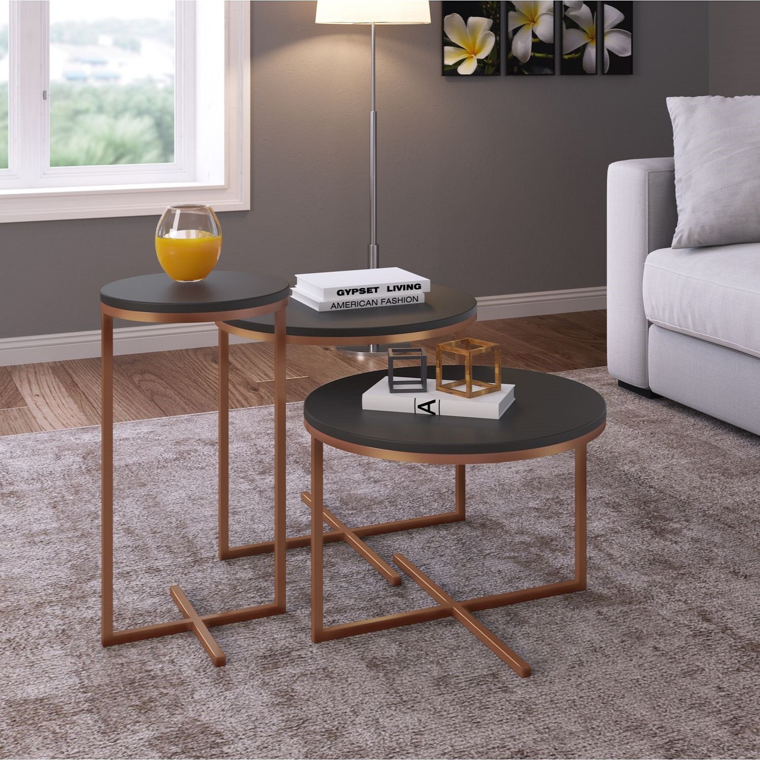 Mesa Decorativa Baru Negro/Bronce