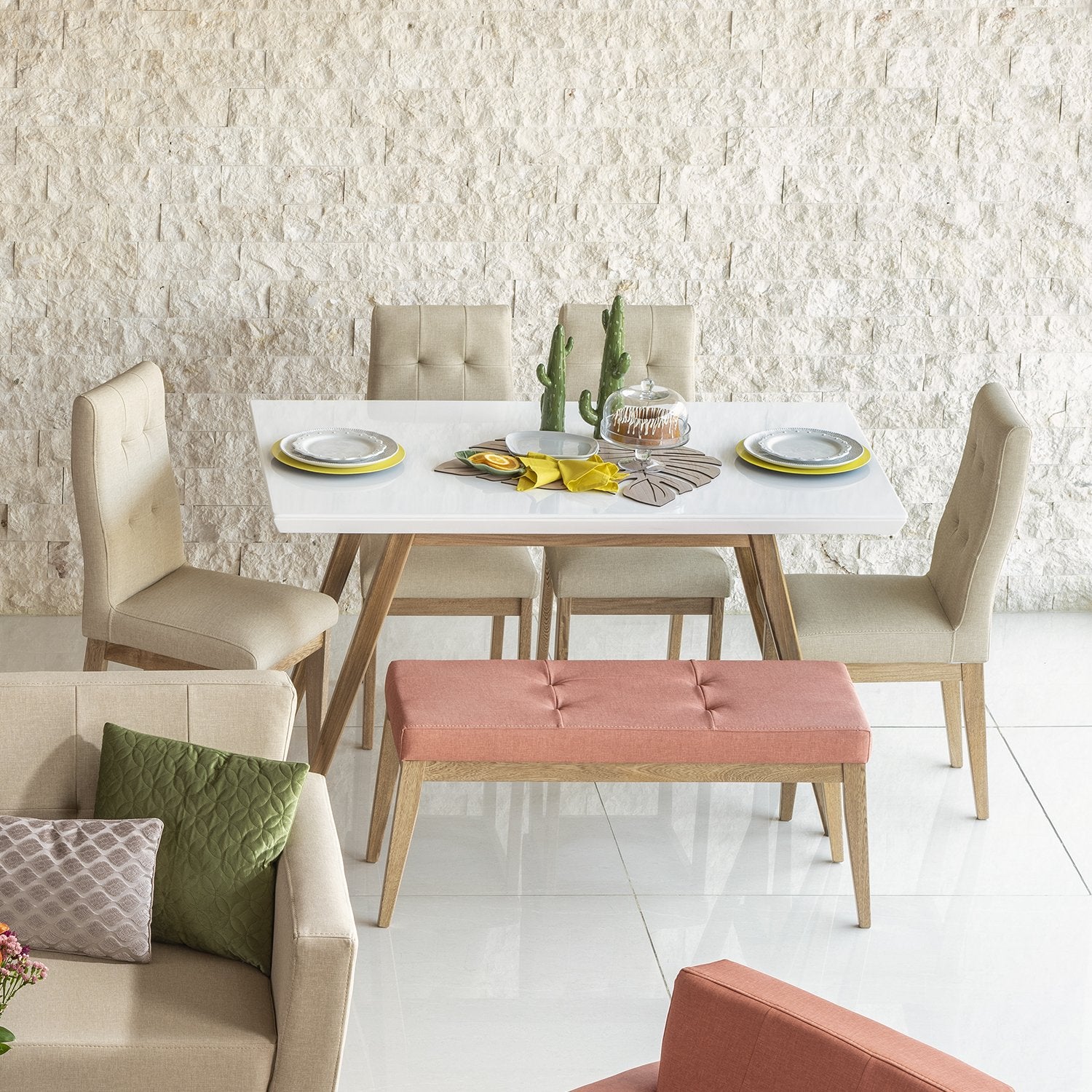 Comedor 6 Ptos Tanner  Eurolino Marfil