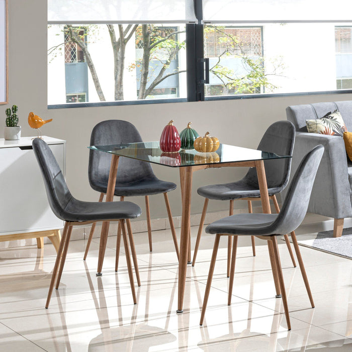 Comedor 4 Ptos Harrison Microfibra Gris, Natural