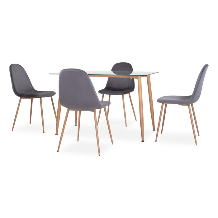 Comedor 4 Ptos Harrison Microfibra Gris, Natural