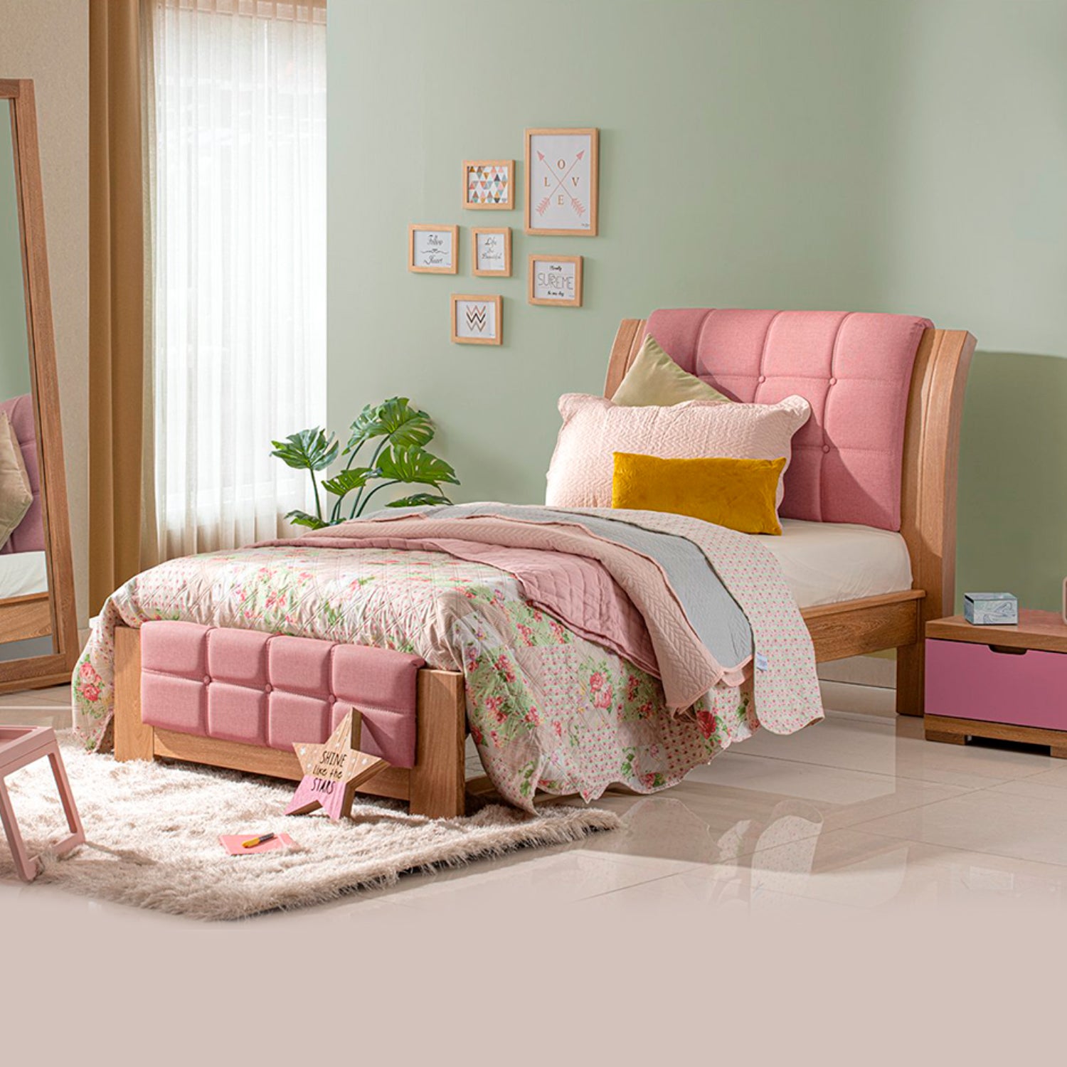 Cama Twin Noruega/Rosa