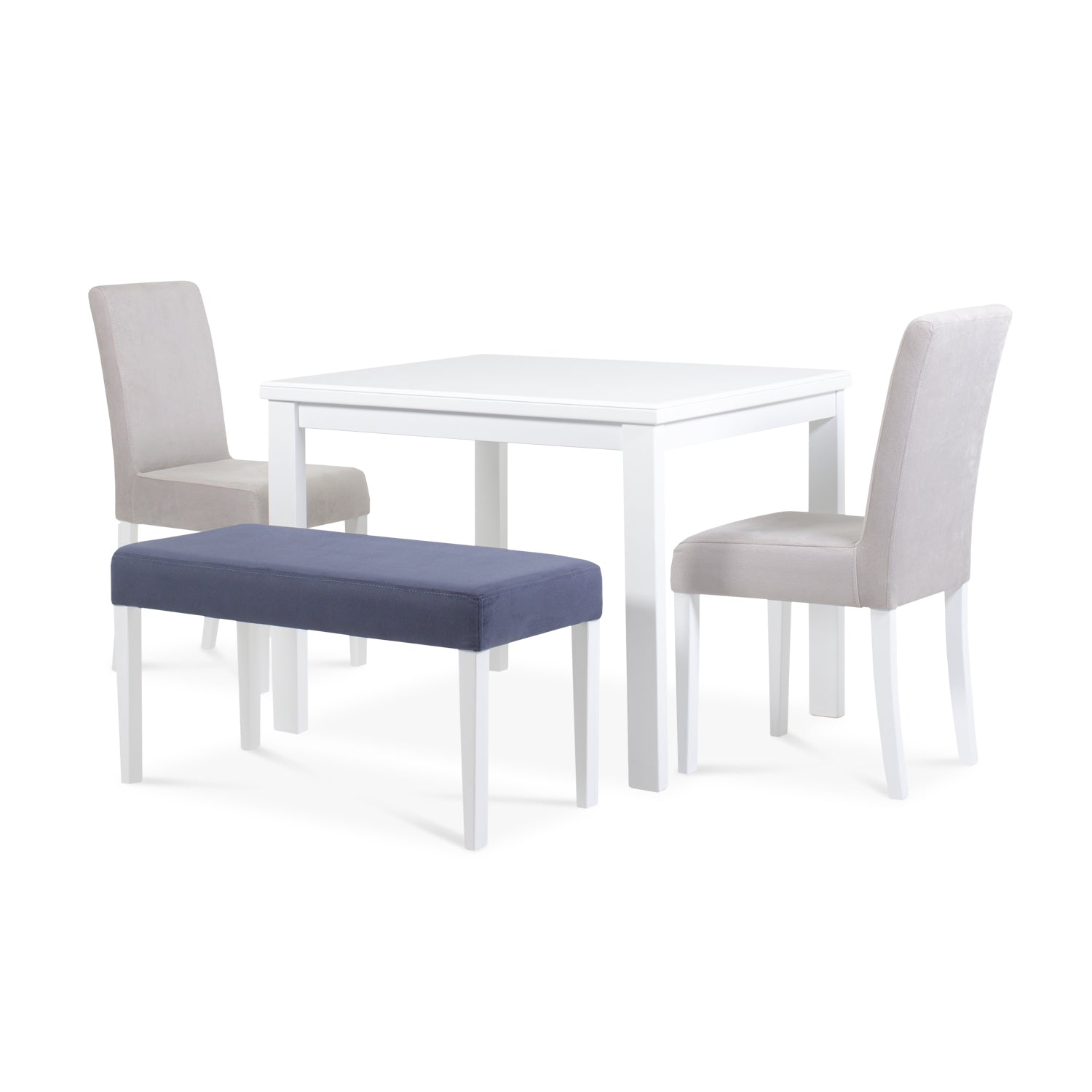 Comedor 4 Puestos Bruce Microfibra Blanco, Gris Poliuretano
