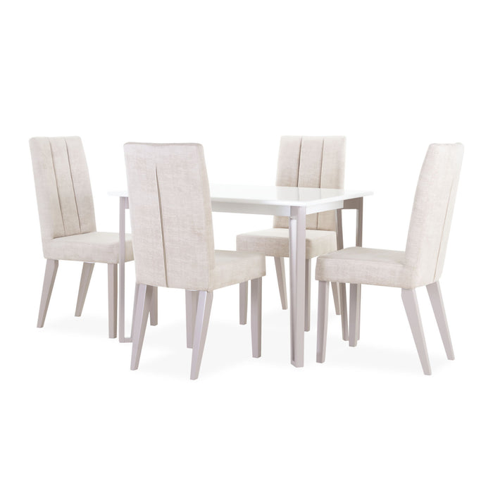 Comedor 4 Ptos Barton Chenille Arena, Taupe y Blanco Perla