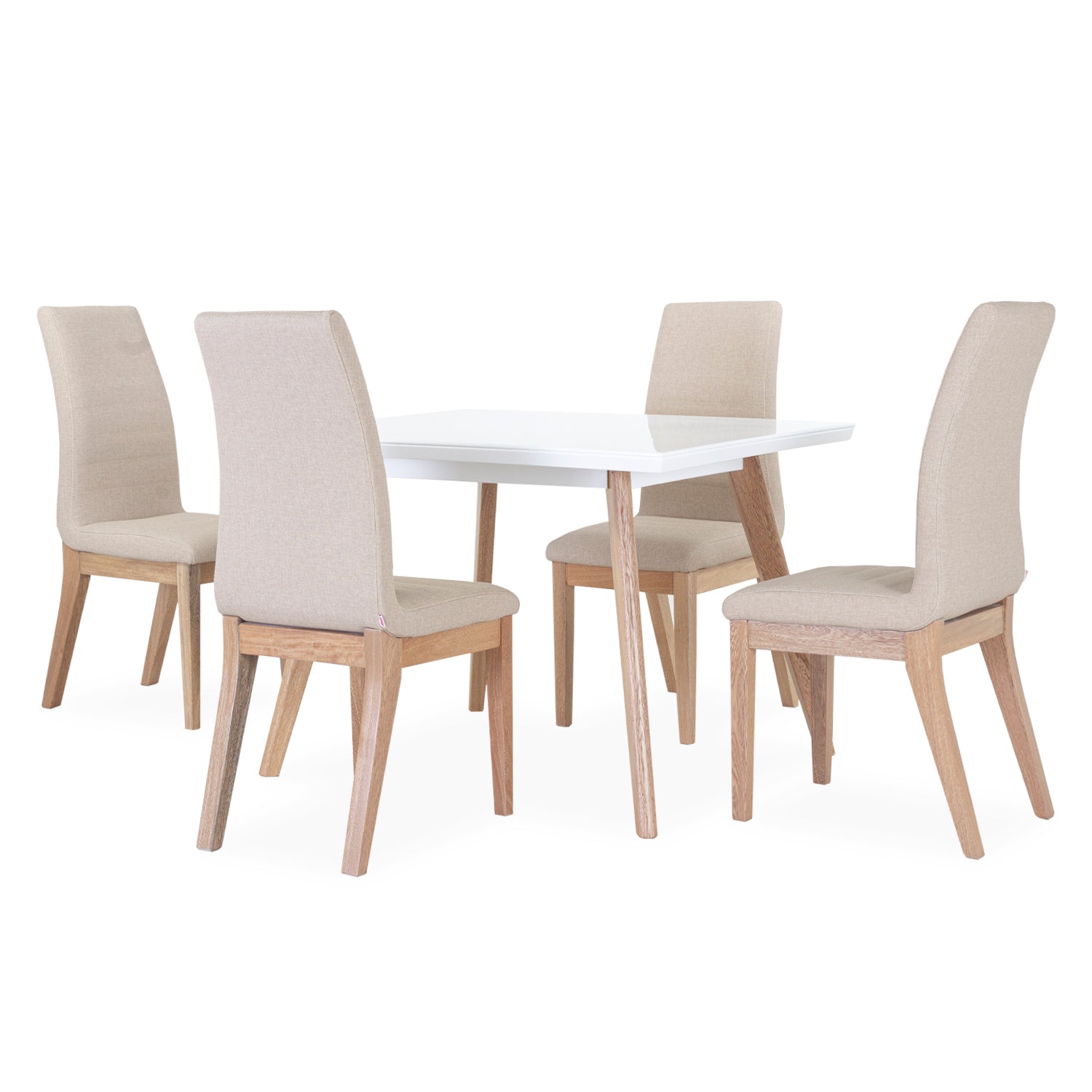 Comedor 4 Pto Bruno Eurolino Marfil, Natural y Blanco
