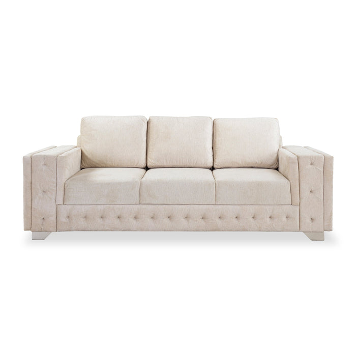Sofá 3 Ptos Living Velvet Suprema Crudo, Tauper Perla