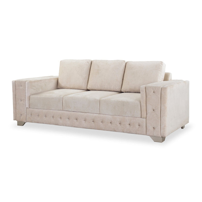 Sofá 3 Ptos Living Velvet Suprema Crudo, Tauper Perla