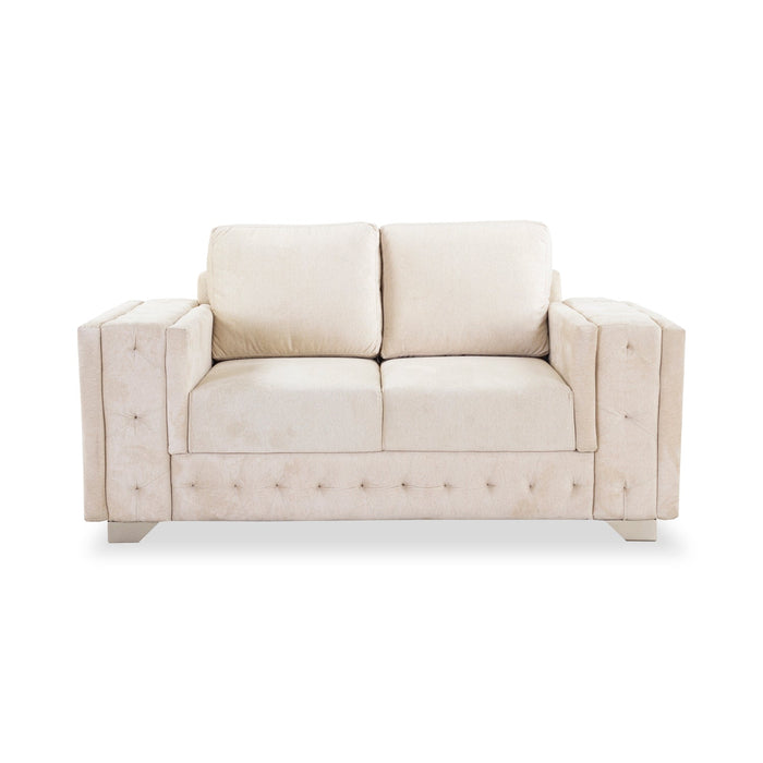Sofá 2 Ptos Living Velvet Suprema Crudo, Taupe Perla