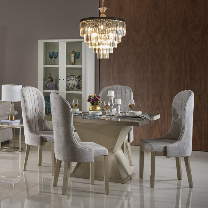 Comedor 4 Puestos Watson Velvet Marmol, Champaña