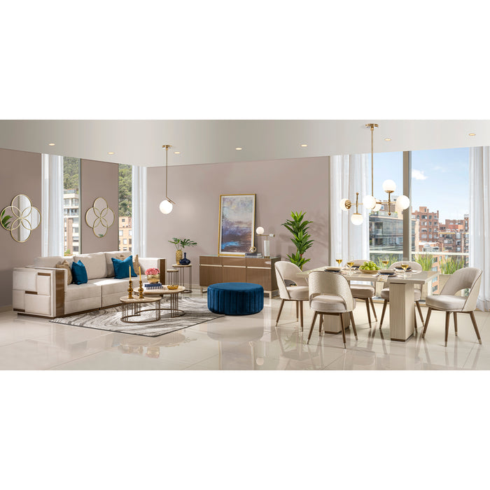 Comedor 6 Puestos Versalles Lino Beige Poliuretano